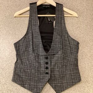Express Black Plaid Vest